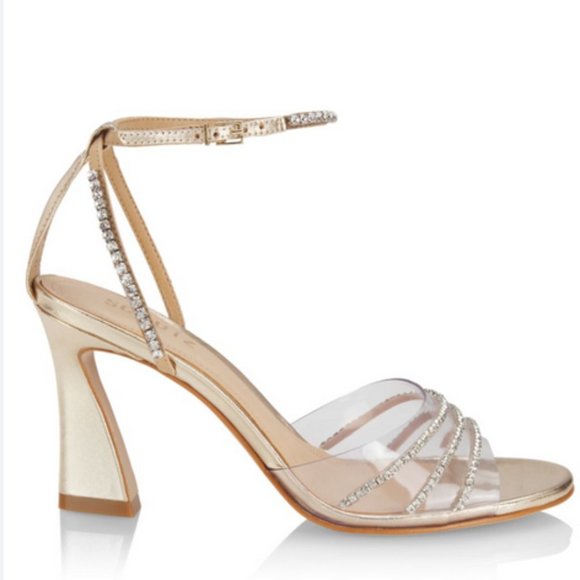 SCHUTZ Clear Embellished Heel Dress Sandals (New with defects) - Picture 6 of 16